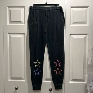 CHRLDR Distressed Black Jogger Sweatpants, Size Large